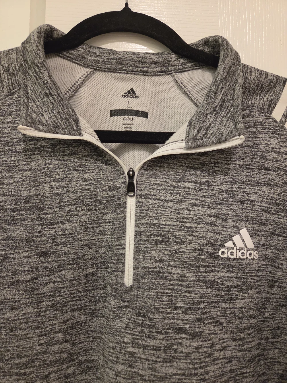 adidas Golf Men’s Gray Quarter-Zip Performance Sweater Size Large.